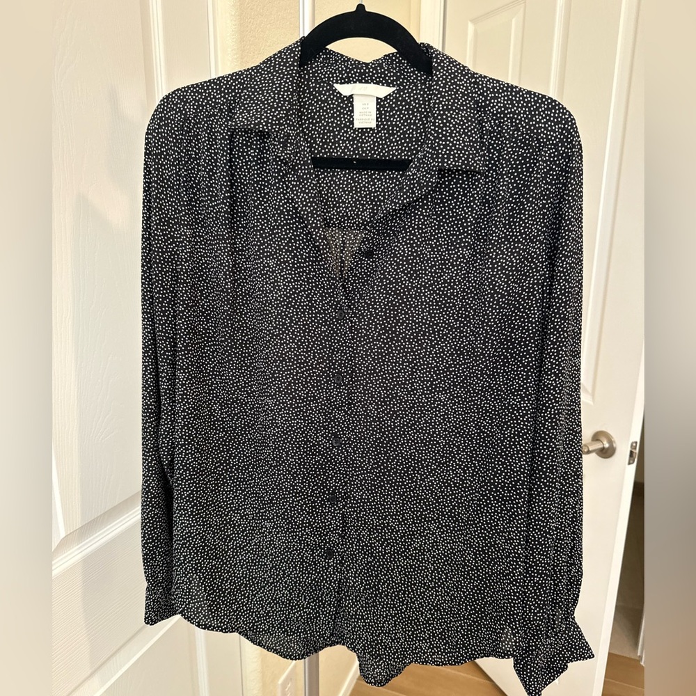 Hm black button up womens blouse